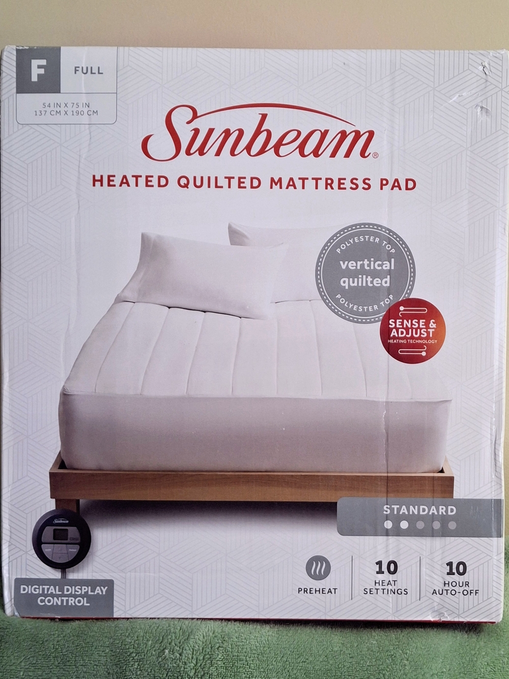 Sunbeam White Heated Quilted Mattress Pad - Full